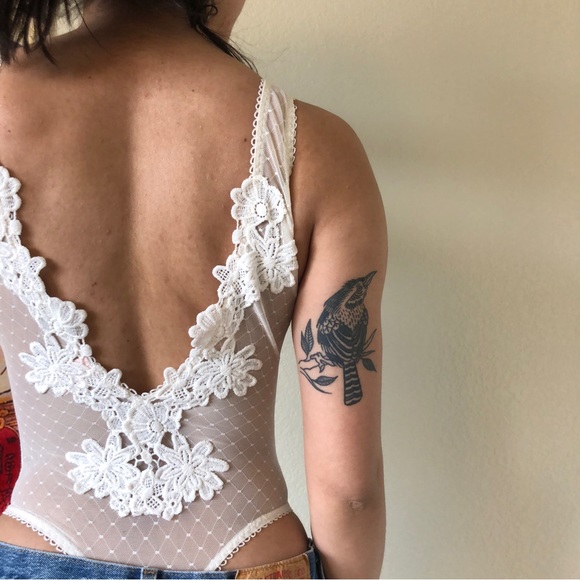 Victoria Secret White Floral Body Suit - Picture 2 of 3